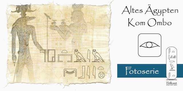 Titelbild Kom Ombo mit dem ägyptischen Namen der Tempelanlage in Hieroglyphen