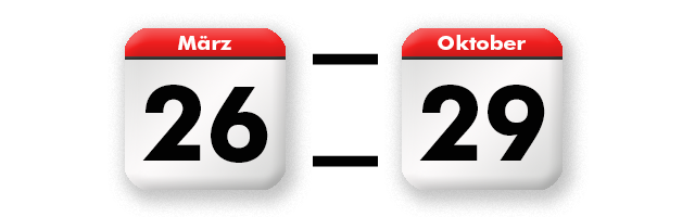 Sommerzeit 26.3.2017 bis 29.10.2017