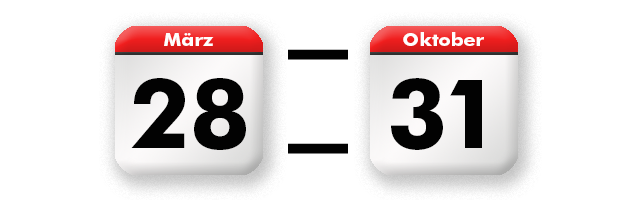 Sommerzeit 28.3.2021 bis 31.10.2021