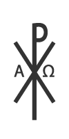 Christusmonogramm | Liturgische Farbe für den Tag: Schwarz Christusmonogramm mit A und O in der liturgischen Schwarz