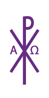 Christusmonogramm | Liturgische Farbe für den Tag: Violett Christusmonogramm mit A und O in der liturgischen Farbe Violett