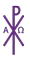 Christusmonogramm mit A und O in der liturgischen Farbe Violett