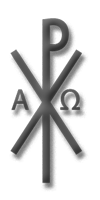 Christusmonogramm mit A und O in der liturgischen Schwarz 