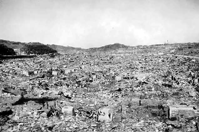 Teilansicht von Nagasaki nach dem Abwurf der Atom-Bombe 1945  | Autor: US government | Public Domain