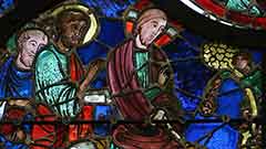 Palmsonntag | Jesus zieht auf dem Esel in Jerusalem ein | Glasfenster in der Kathedrale Notre-Dame | Foto: Vassil (Wikimedia Commons) | Public Domain