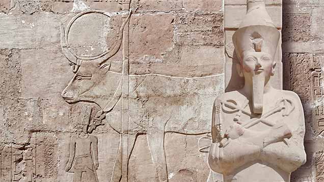 Maat-ka-Ra Hatscheptsut und Hathor | 636 x 358px | Bild: ©by Sabrina | Reiner | www.stilkunst.de | Lizenz: CC BY-SA