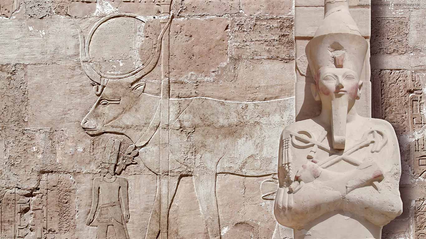 Maat-ka-Ra Hatscheptsut und Hathor | 1366 x 768px | Bild: ©by Sabrina | Reiner | www.stilkunst.de | Lizenz: CC BY-SA