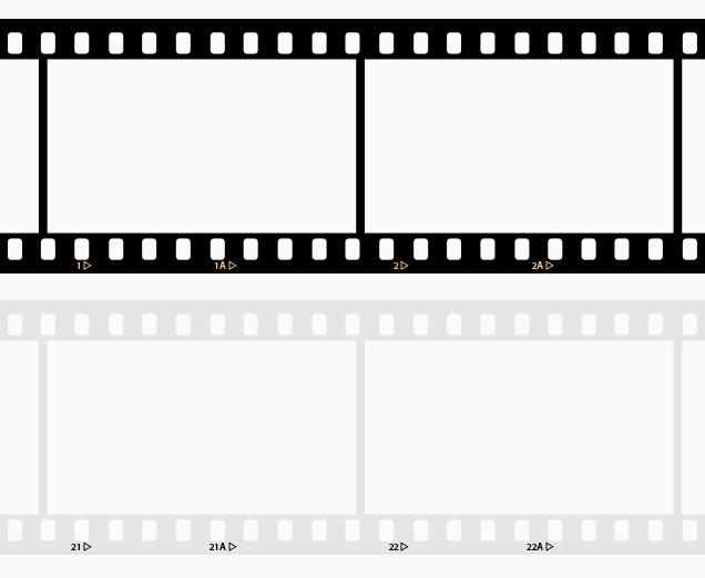 Ausschnitte aus dem Filmstreifen Schwarz Nr. 1 und dem Filmstreifen Grau Nr. 3